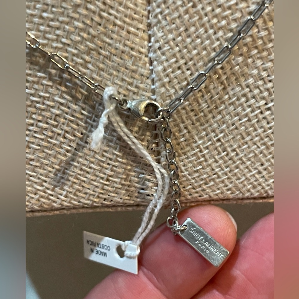 Saint Laurent Silver Chain Link Necklace 16” NWT Full set - Picture 2 of 3